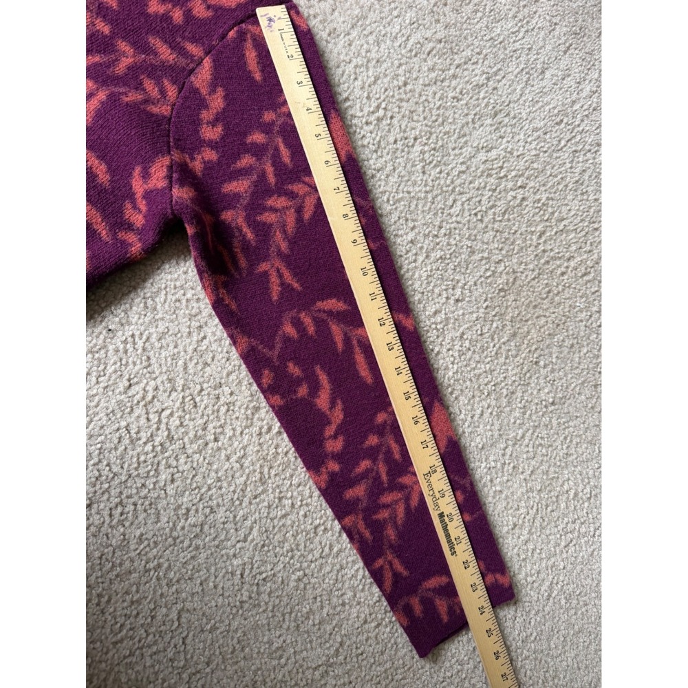 Sundance Cardigan Coat Merino Wool Blend Button Front Jacquard Purple Pink Large - Picture 8 of 8